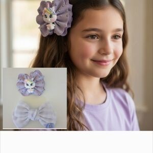 Bows For Girls'🎀. Charming Lavender Unicorn Hair Accessory for Kids (Set)
